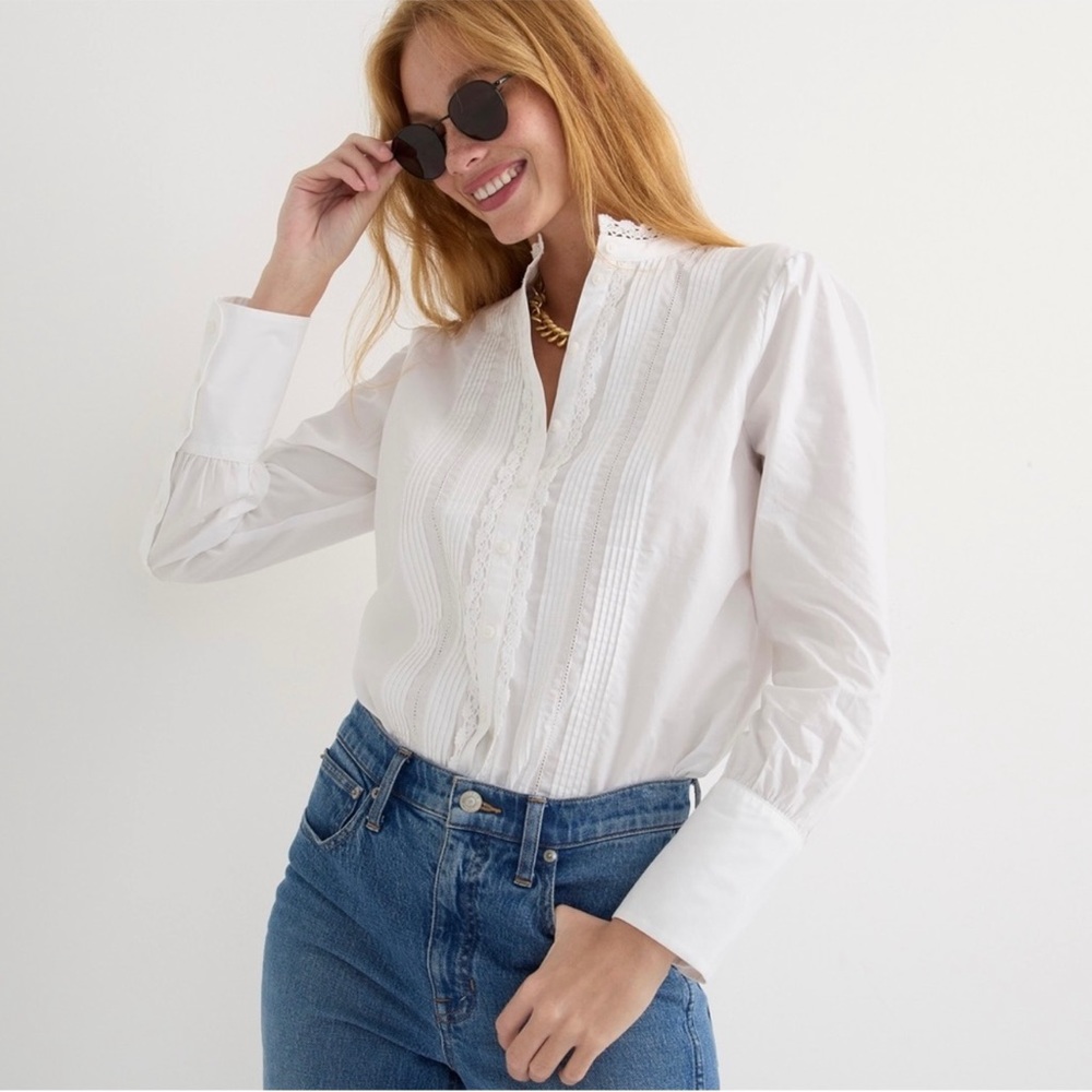 NWT J.Crew Lace-front button-up shirt size 6 - Picture 1 of 6